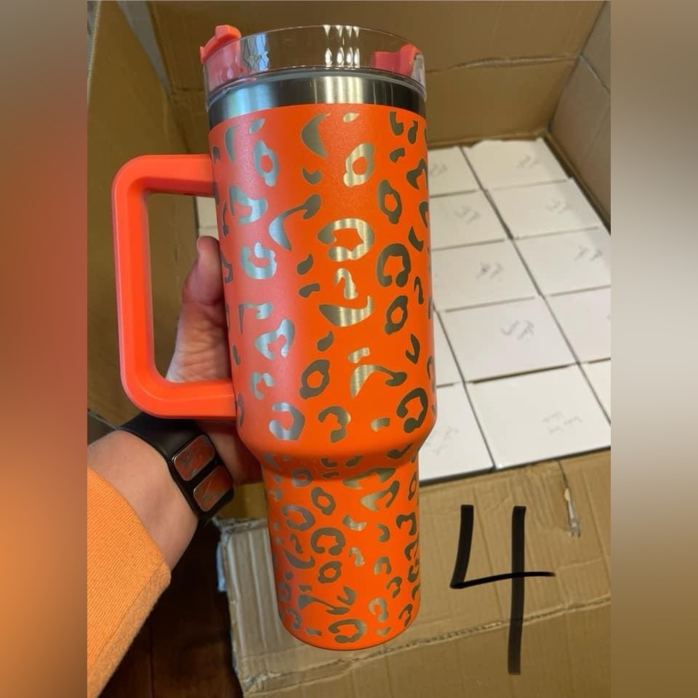 Unbranded plain leopard orange 40oz tumbler